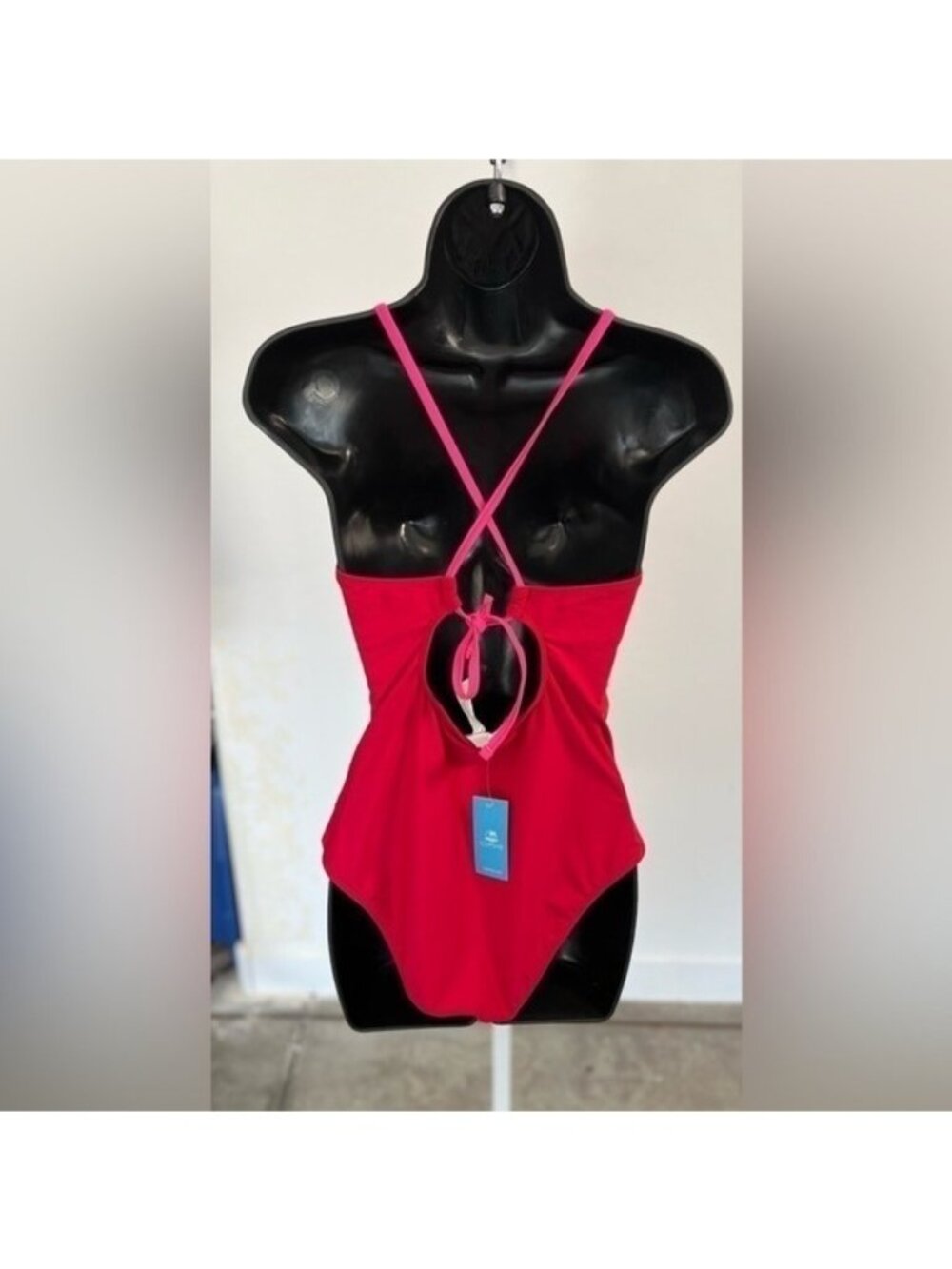 42.🆕Small Cupshe High Neck Tummy Control Red & Pink Bathing Suit - Picture 3 of 8